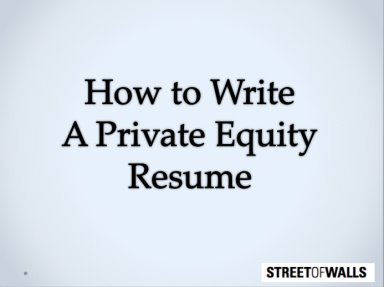 How to Write A Private Equity Resume