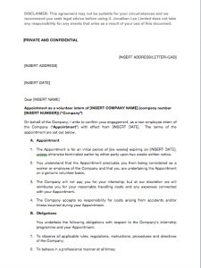 Internship Agreement Template