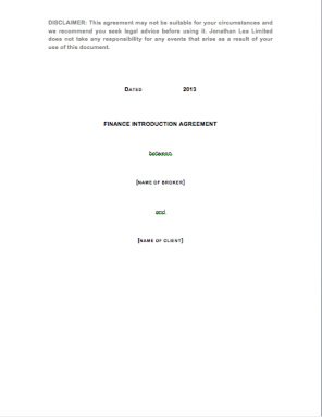 Finance Introduction Agreement Template