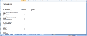 Break-even Analysis Templates