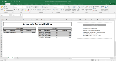 Accounts Reconciliation Using Conditional Formatting