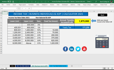 Income Tax Return Calculator 2021 FBR (Pakistan)