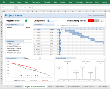 Project Management Dashboard in Microsoft Excel